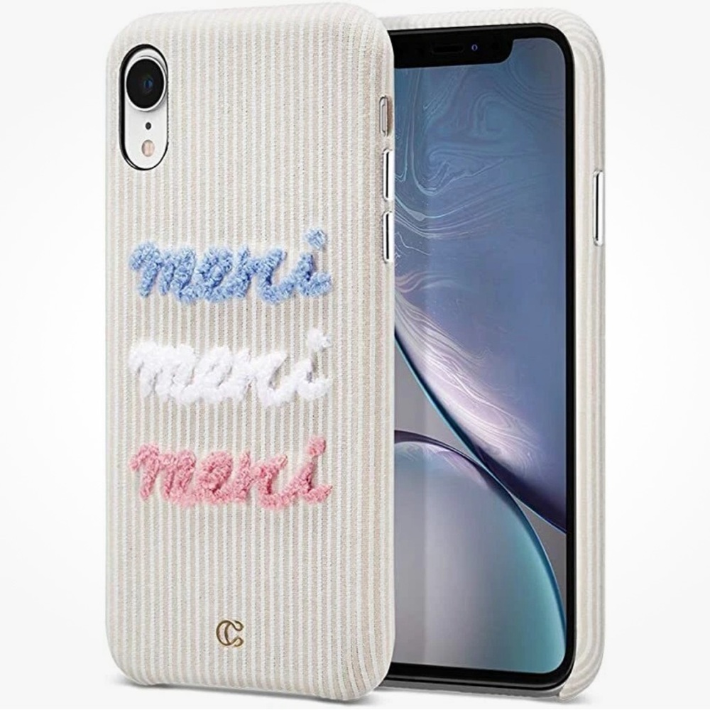 Cyrill Merci Fabric iPhone Xs Max Case Paris Fashion Bland Stripes Beige